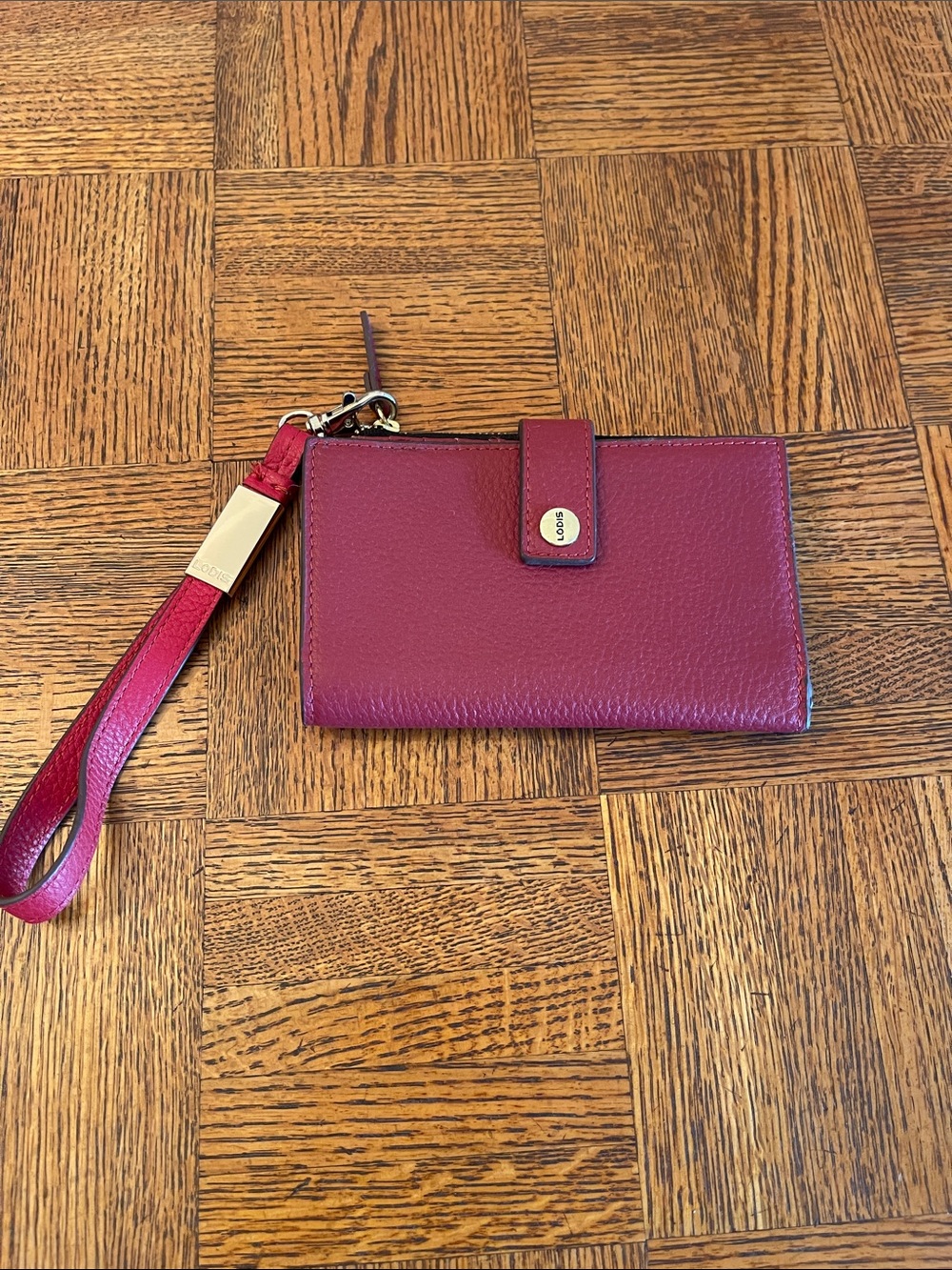 Lodis red Leather Wristlet Clutch with Detachable Strap
